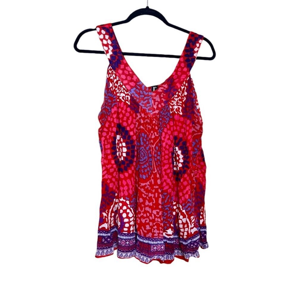 Sacred Threads Red Pink Sleeveless Blouse Top Tank Womens OS